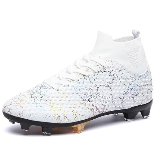Image of Men's Soccer Shoes High-Top Soccer Cleats Outdoor Breathable Athletic Professional Spikes Youth Boys Football Shoes Unisex