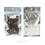 Hanging Zip Barrier Bags | 100 Pack | 3 x 4 1/2 | Food Safe and Smell Proof with Tamper Resistant Seal | Great for Herb Harvesting | Metallized Silver Back, Clear Front | HZBB3SA﻿