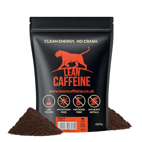 Lean Caffeine High Caffeine Ground Coffee 227g | Super Clean Mycotoxin & Heavy Metal Free, Low Acid, Strong Bulletproof Coffee Grounds