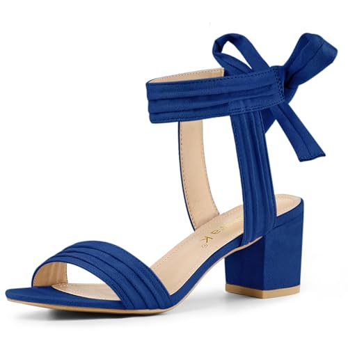 Image of Allegra K Women's Open Toe Ankle Tie Back Block Heels Sandals
