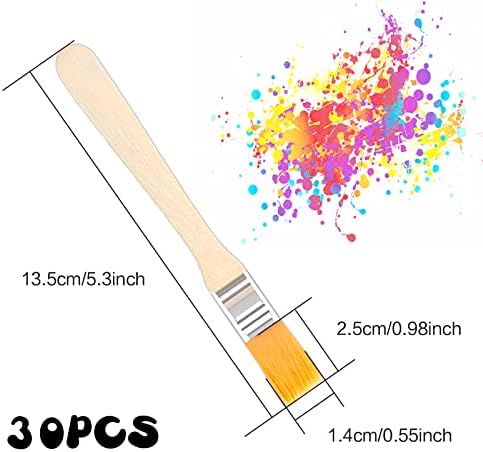 MaikcQ 30 Pcs Chip Paint Brushes Set, 11mm Wide Wool Wood Brush Dust Yellow Brush With Wooden Handle Practical Painting Tools For Art Painting Drawing Cleaning Dust Brushing Glue, S