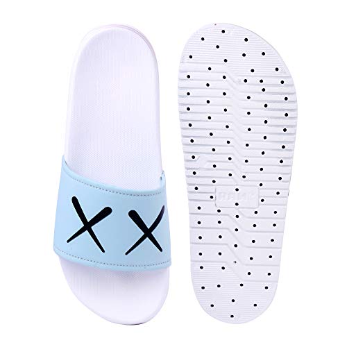 Image of PERY-PAO Mens Stylish Sliders Sky Blue, Grey, Brown, White, Green Boys Slippers