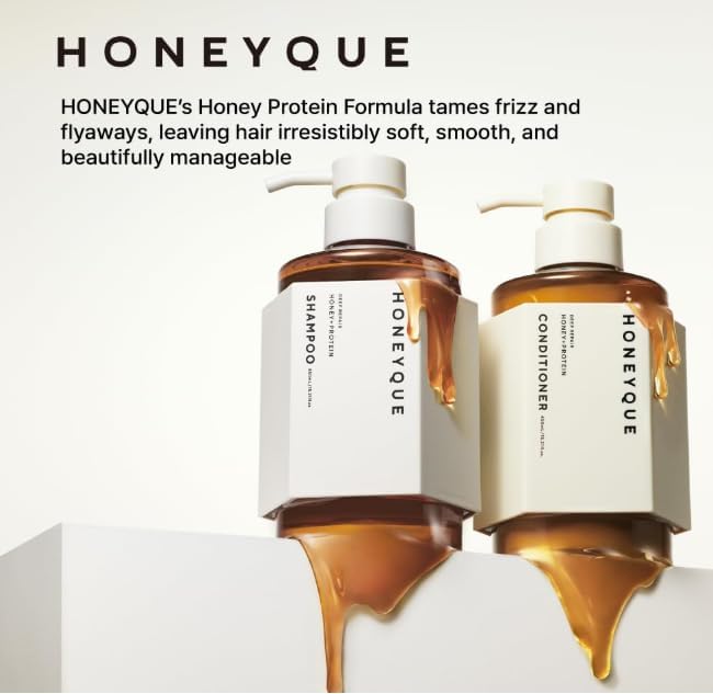 HoneyQue Deep Repair Shampoo and Conditioner Set, 15.2 fl oz, with Manuka Honey & Protein Complex | Japanese Hair Care Sulfate-Free - Image 2