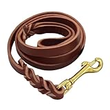 J&J Dog Supplies Leather Dog Training Leash, 4' Long (Burgundy, 3/4' Wide)