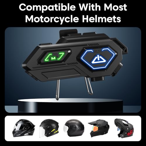 Image of Sounce Jarvis Sentinel Pro Motorcycle Bluetooth Intercom Headset - Wireless Helmet Earphones with 50MM HD Speakers, LED Emergency Lights, IPX6 Waterproof, Auto Call Answer, HiFi Stereo Sound