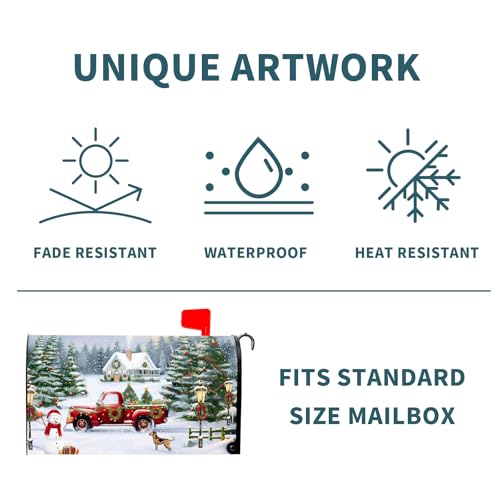 Image of Christmas Mailbox Covers Magnetic Standard Size 21 X 25.5 Inch Winter Snowman Mailbox Cover Snowflakes Christmastree Mailbox Wraps Post Box Cover Decoration Outdoor Garden Home Yard Outside