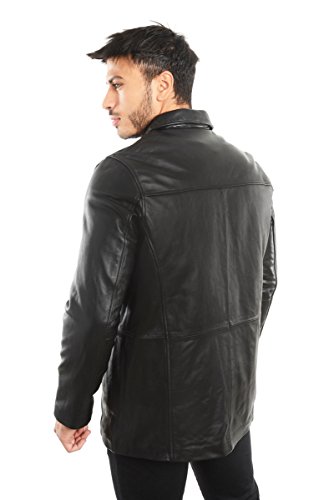 Reed Est. 1950 Men's Jacket Genuine Lambskin Leather Four Button Car Coat (Large, Black) #TOP3
