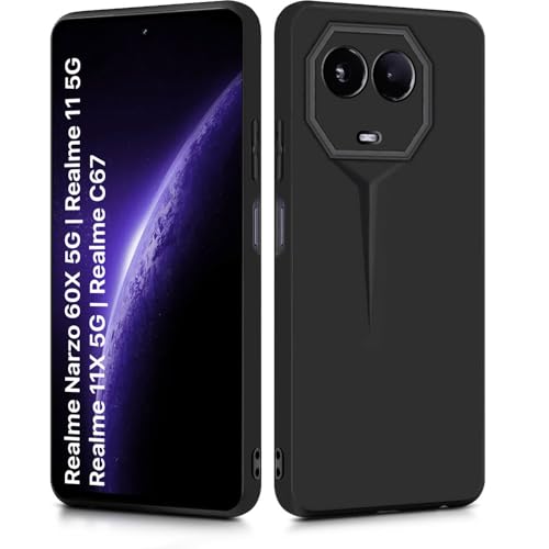Image of WOW IMAGINE Slim Back Cover for Realme Narzo 60X 5G | Realme 11X 5G | 11X 5G | C67 5G | Blade Series Ultra Thin Case | Camera Protection | Soft Matte Silicone Flexible Mobile Case - Black