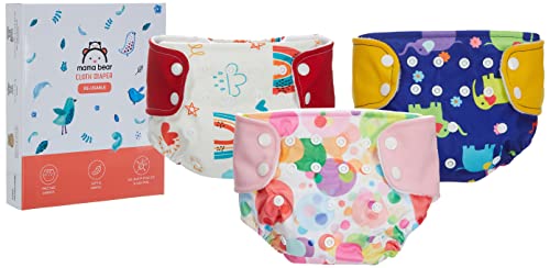 Mama Bear Reusable Cloth Diapers - Pack of 3 Diapers, Freesize, for...
