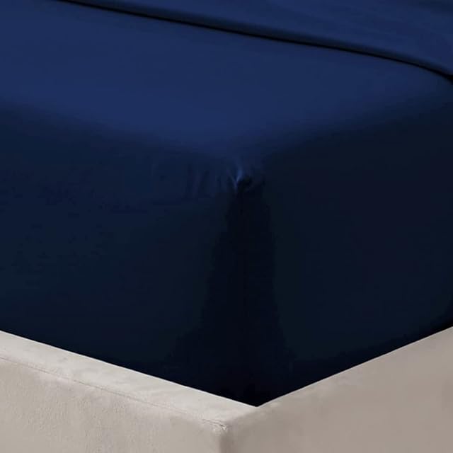 Extra Deep Fitted Sheet 40cm 16 Inch - Non Iron Easy Care Soft Brushed Microfibre Fabric Shrinkage and Fade Resistant, Single - Navy