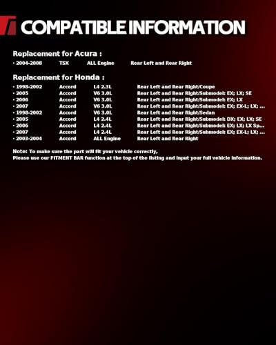 Image of Torchbeam Rear Brake Calipers Set for Honda 2005-2007 Accord 2.4L, Honda 2003-2004 Accord, Honda 1998-2002 2005-2007 Accord 3.0L, Rear Left and Rear Right Calipers Replace # 19B2069+19B2068