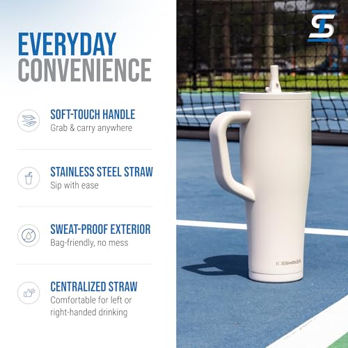 Image of Ice Shaker 40 oz Tumbler with Handle and Straw | 40oz Sandy Beach | Cold for 30+ Hours | 2-in-1 Tumbler Shaker Bottle | Odor-Free 40 ounce Bottle for Water, Protein Shakes, Smoothies, Cocktails
