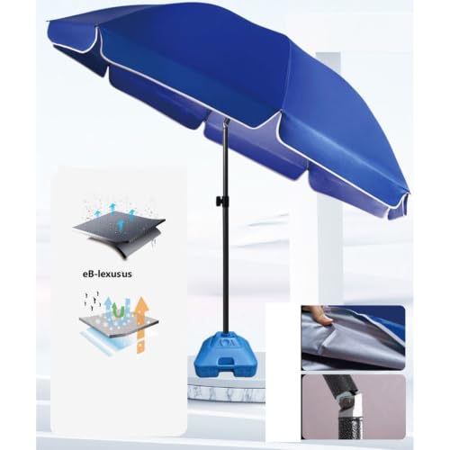 Sombrilla exterior azul con refuerzo estructural de alta resistencia y 2,2m 4