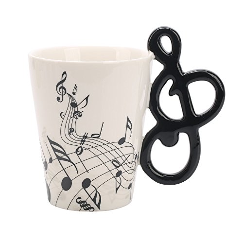 12.9 Oz Musical 3D Handle Mug Music Note Coffee Mugs Ceramic Music Cup Mug For Music Players Musicians,Black #TOP3