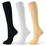 FITFEL Compression Socks for Women & Men 15-20 mmHg, Knee High Medical Support Stockings for Circulation, Nurses, Pregnancy, Running, Athletic & Travel(3 Pairs)