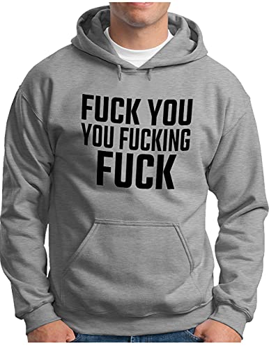 Sweat à capuche Fuck You pour homme pull gris chiné grande taille XXXXXL