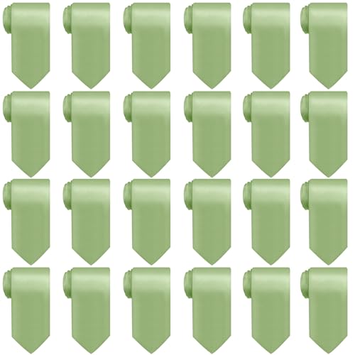 Image of Syhood 6 /12 /24 Pcs Men Ties Set Solid Satin Pure Color Business Formal Necktie Tie 57 inch for Men Occasion Wedding
