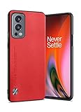 Puxssul für Oneplus Nord 2 5G Hülle, weiche TPU-Kunstlederhülle, extrem leichte ultraleichte Kameraschutz-Lederhülle für Oneplus Nord 2 5G.(Rot)