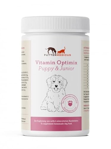 Futtermedicus Vitamin Optimix Puppy & Junior | 500 g | Ergänzungsfuttermittel für Hunde im Wachstum | Futterzusatz zum BARFen und Kochen | Mit wichtigen Nährstoffen