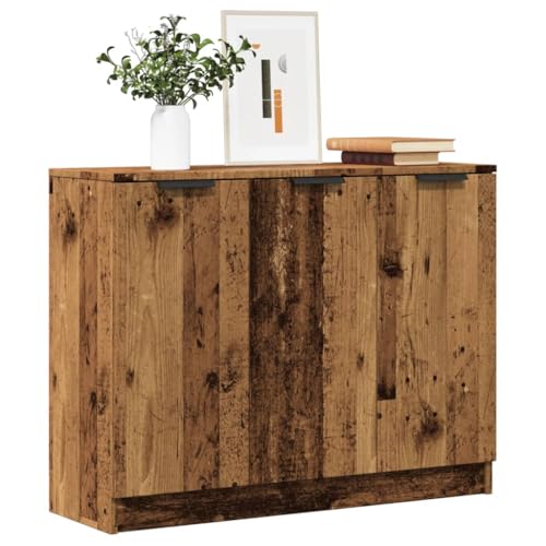 WRJENFSC Aparador de madera reciclada 90,5 x 30 x 70 cm, diseño moderno con 3 puertas, espacio de almacenamiento resistente y duradero, para salón, pasillo y dormitorio