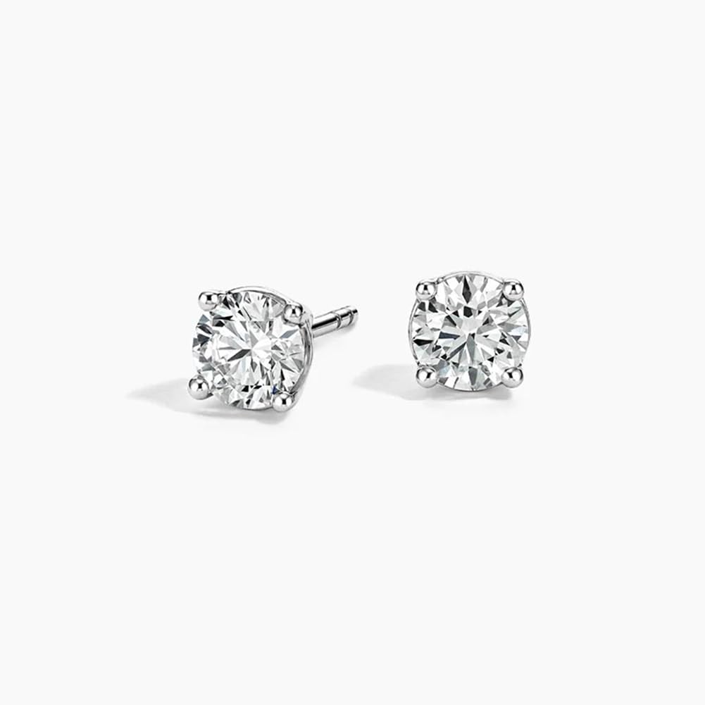 Photo 1 of Lab Grown Diamond Earrings with Certificate for Women Men, Round Cut D-E Color VVS-VS Clarity, 925 Sterling Silver Stud Earrings Stud Earrings for Wedding Bridal (White Gold, 0.1 CTTW)