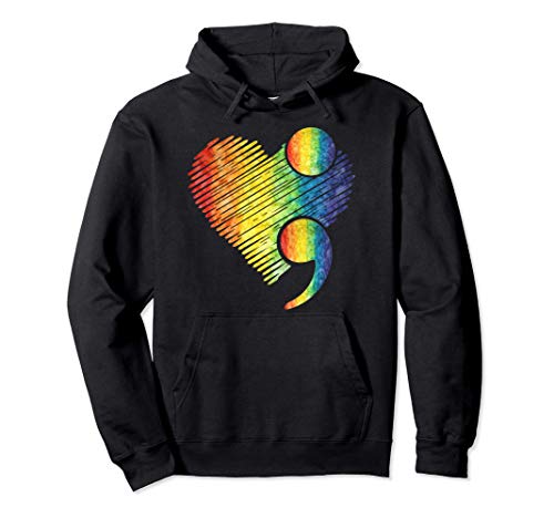 Heart Semicolon Suicide Mental Health Awareness Prevention Pullover Hoodie