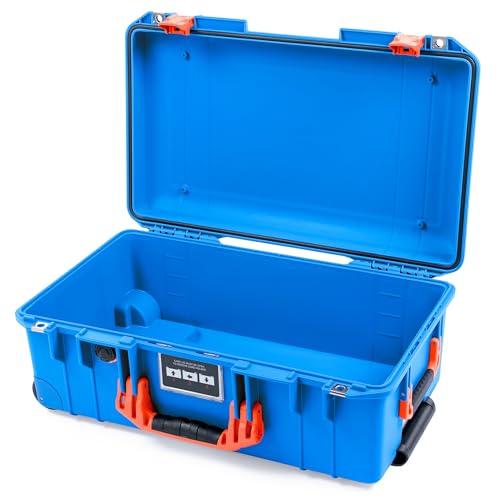 Image of Electric Blue Pelican 1535 Air Carry-on Case - Comes empty - Orange Handles & Latches.