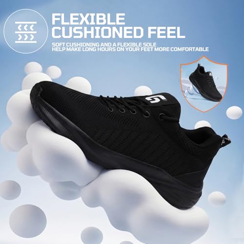 Image of Steel Toe Shoes for Men Lightweight Safety Work Shoes with Kevlar Puncture Resistant Midsole Comfortable Low Top Work Shoes for Warehouse Factory Light Construction