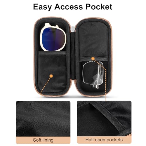 Image of Double Eyeglasses Case Hard Shell Dual Sunglasses Organizer with Zipper Closure Travel Eyewear Storage for Vehicle