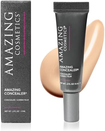 AmazingCosmetics Amazing Concealer, Full Coverage with Pin Dot Amounts, Long Wear Concealer Makeup for Undereye Dark Circles, Blemishes and Spots, Color Correcting, Skin- Like Finish