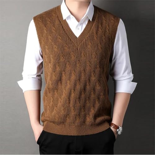 Men Vintage Business Knitted Sweater Vest Solid V Neck Sleeveless Loose Pullover Waistcoats2