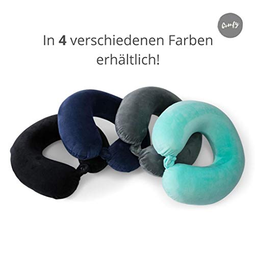 Nackenhörnchen mit Druckknopf | Nackenstütze | Nackenrolle | Reisekissen | Memory-Schaum-Füllung | waschbar - Abnehmbarer Bezug | Grau - Image 5