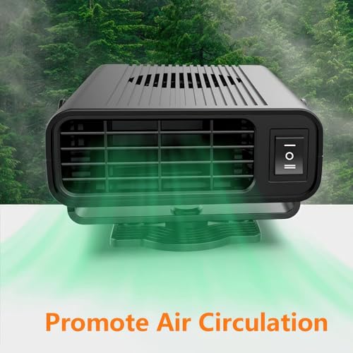 TOTMOX 12V 12W Autoheizung, 2-in-1-Elektroauto-Heizlüfter, Scheibenentfeuchter, 360 ° -Drehung, tragbarer Sommerlüfter