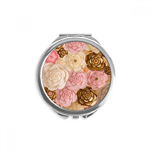 Miroir rond maquillage de poche portable multicolore fleurs pour sac à main compact