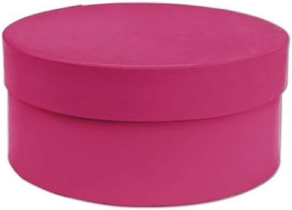 9" H x 4" Large Sturdy 2-Piece Hot Pink Fuchsia Round Mod Box for Storage, Organization, or Gift