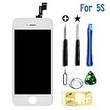 LCD Display &Touch Screen Digitizer Frame Assembly Full Set Replacement for IPhone 5S+Free Tools (White)