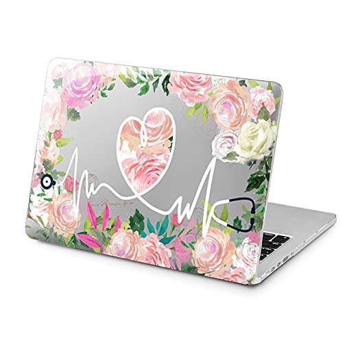 Lex Altern Clear Case Compatible with MacBook Air 13 Mac Pro 15 inch Retina 12 11 2020 2019 2018 2017 Floral Laptop Pink Touch Bar Shell Protective Heart Flower Design Medicine Doctor Nurse Cover