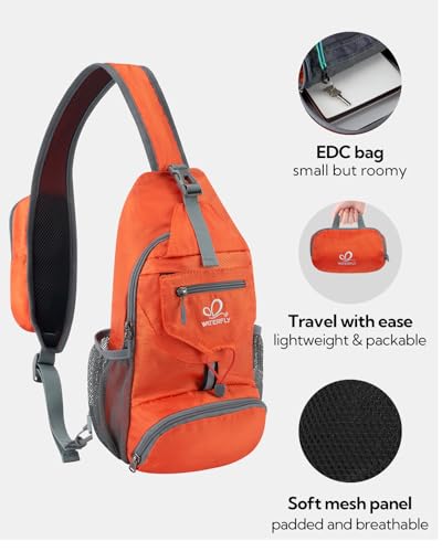 Image of WATERFLY Packable Small Crossbody Sling Backpack Shoulder Chest Bag Daypack for Hiking Traveling