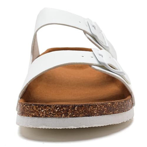 Image of Torotto Mens Slides with Cork Footbed Open Toe Adjustable Webbing Flat Sandals for Walking | Beach | Indoor