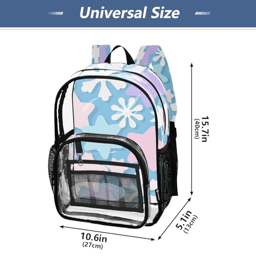Cartoon Cute Star Snowflake Blue Kids Clear Backpack Clear Bookbag For Girls Boys Seethrough PVC Bag4
