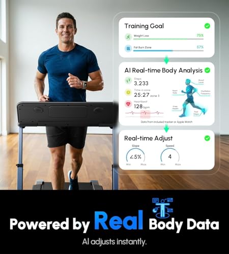 Image of AI-Adaptive Smart Home Treadmill - Auto Speed & Incline Adjustment, Smart Heart Rate Control, Real-Time AI Running Coach, 5.0HP Motor, 440lb Capacity, No Subscription Required, NB2 (Blue-Black)