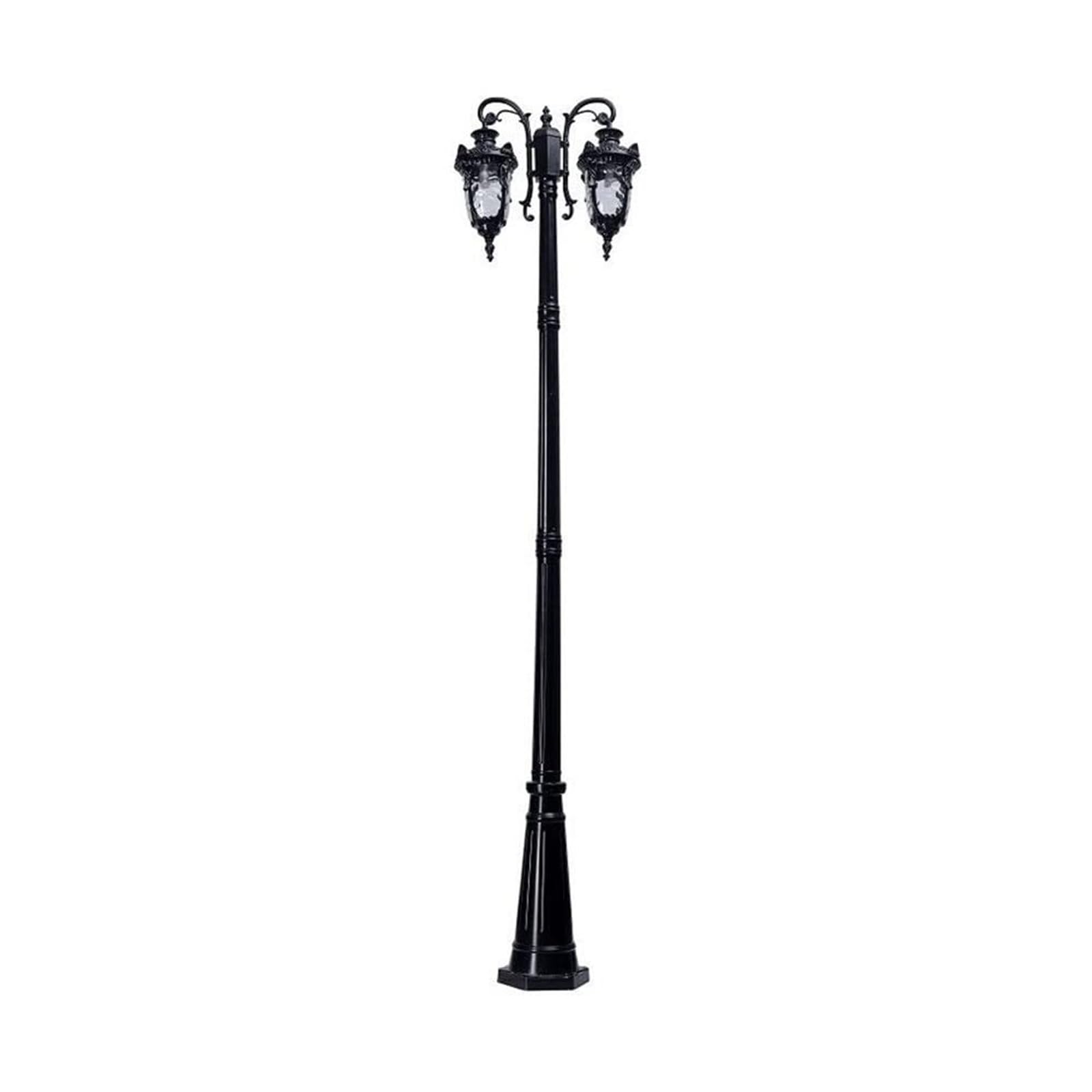 QUSYZD Solar Post Lights Outdoor Lamp Post Light, 2-Head Street Light Outdoor Lamp Post Light Anti-Rust Aluminum High Pole Light European Landscape Lighting Garden Pillar Light,Black-Height 260cm