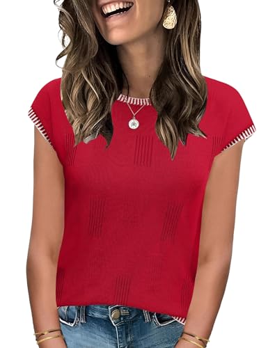 LUYAA Womens Cap Sleeve Sweater Vest Sleeveless Sweater Summer Tops Knit Vest Tank Tops Trendy T Shirt