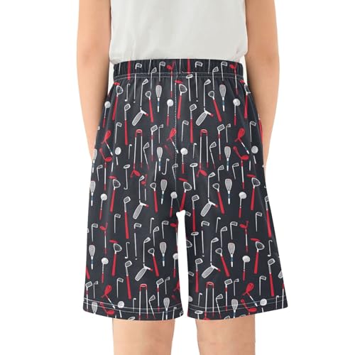 ALAZA Red Golf Glory Pajama Shorts Elastic Waist Casual Sleep Shorts with Pockets Size 6-142