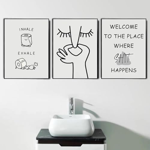 Póster divertido para el baño y pintura sobre lienzo, decoración de humor abstracto de 40x60cm