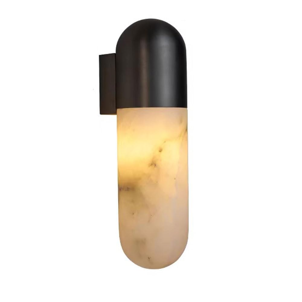 HXYSXHJUO 7WLED Warm Light Marble Wall Sconce, Modern Industrial Style Interior Light, 11in Natural Stone Lamp, Hallway Bedside Entryway Decorative Lighting Fixtures