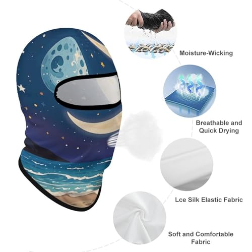 Balaclava para hombre y mujer, máscara para esquiar, máscara mágica con diseño de luna y astrología, cubreboca completo para ciclismo miniatura 3