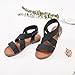 Veittes Women's Flat Slide Sandals - Fashionable Elastic Ankle Strap Comfortable Flat Summer Sandals.(2407005,BK/MF,6)