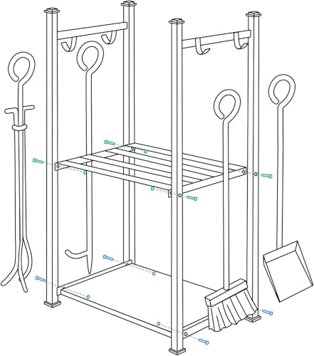 Amagabeli Fireplace Log Rack with 4 Tools 72cmx40cmx30cm Indoor Fireside Companion Set Outdoor Firewood Holder for Wood Burner Wrought Iron Log Storage Tool Wood Stove Fireplace Accessories