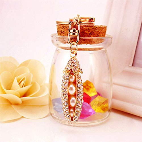 Preisvergleich Produktbild GMTEXTILES Kristall Strass Legierung Schlüsselbund für Frauen Handtasche Schöne Schlüsselkette Erbsen Perle Strass Schlüsselring Auto Schlüsselhalter